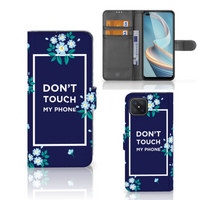 OPPO Reno4 Z Portemonnee Hoesje Flowers Blue DTMP - thumbnail