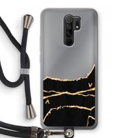 Gouden marmer: Xiaomi Redmi 9 Transparant Hoesje met koord