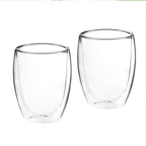 Set van 2x stuks dubbelwandige koffieglazen/theeglazen 350 ml - Koffie- en theeglazen