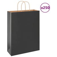 VidaXL Papieren zakken 250 st met hengsels 32x12x42 cm zwart