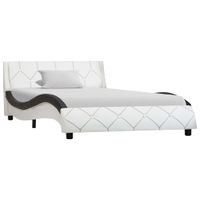 vidaXL Bedframe kunstleer wit en zwart 90x200 cm - thumbnail
