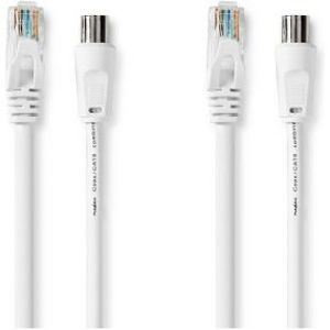 Coax- en CAT6-Combikabel | IEC (Coax) Male / RJ45 Male | IEC (Coax) Female / RJ45 Male | Vernikkeld