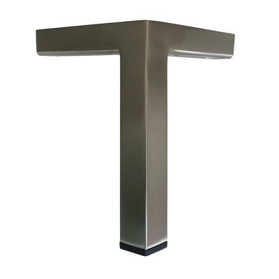 Stalen meubelpoot rvs look hoek 3 bij 3 cm en hoogte 19 cm opstaande rand (3 x 3 cm)