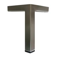 Stalen meubelpoot rvs look hoek 3 bij 3 cm en hoogte 19 cm opstaande rand (3 x 3 cm)