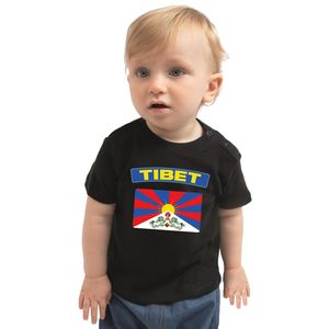Tibet landen shirtje met vlag zwart voor babys 80 (7-12 maanden)  -