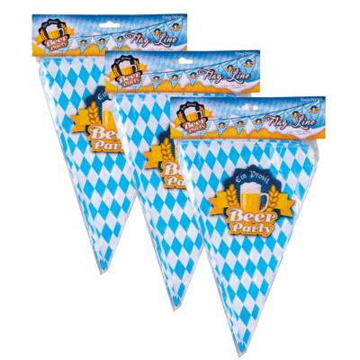 Vlaggenlijn Oktoberfest - 3x - 5 meter - blauw / wit - bierfeest thema - feest slinger