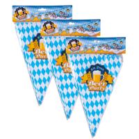 Vlaggenlijn Oktoberfest - 3x - 5 meter - blauw / wit - bierfeest thema - feest slinger - thumbnail
