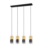 Trio Hanglamp Robin 4-lichts hout met zwart 310600454