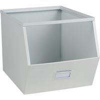 Stapelbare opbergmand Open Metal Box - L23 x B32 x H21 cm - metaal - wit