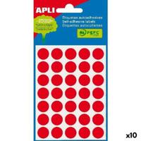 Klevende etiketten Apli Rood Cirkel Cirkelvormig 5 Vellen (10 Stuks)