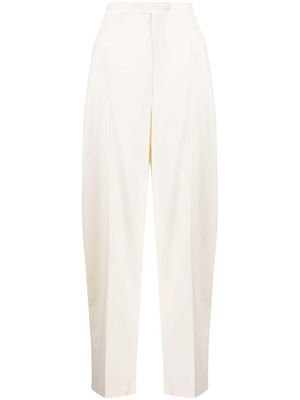 ANOUKI pantalon en laine mélangée à coupe ample - Blanc