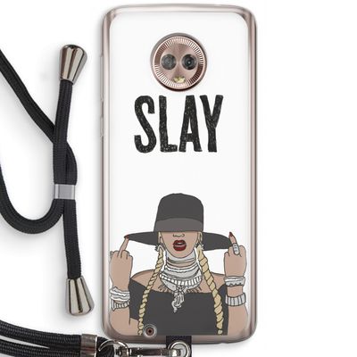 Slay All Day: Motorola Moto G6 Transparant Hoesje met koord