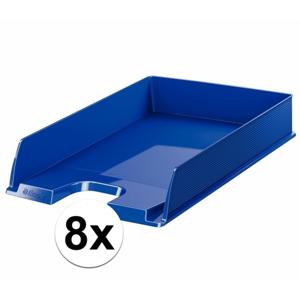 Esselte Brievenbakje/postvakje - 8x - blauw - A4 formaat - stapelbaar - bureau oprganizer