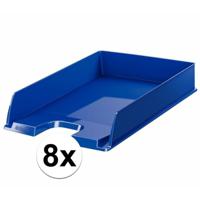 Esselte Brievenbakje/postvakje - 8x - blauw - A4 formaat - stapelbaar - bureau oprganizer - thumbnail