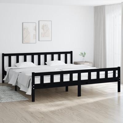 Bedframe massief hout zwart 200x200 cm