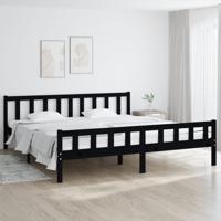 Bedframe massief hout zwart 200x200 cm