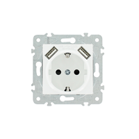 Geaard stopcontact met 2x USB Oslo wit Geaard stopcontact met 2x USB Oslo wit