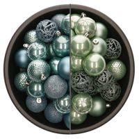 74x stuks kunststof kerstballen mix van mintgroen en ijsblauw 6 cm - thumbnail