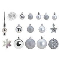 Pakket met 110x stuks kunststof kerstballen/ornamenten met piek zilver   -