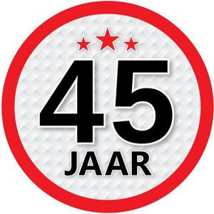 45 jaar leeftijd sticker rond verjaardag versiering   -