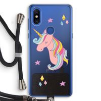 Roze eenhoorn: Xiaomi Mi Mix 3 Transparant Hoesje met koord