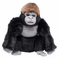 Pluche knuffel gorilla aap - 18 cm - zwart - knuffeldieren - apen knuffels - thumbnail
