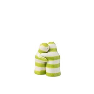 J-Line Salt&Pepper Granada Stripes Ceramic White|Green