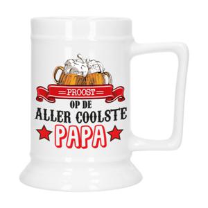 Bellatio Decoration Cadeau Bierpul voor papa - rood - proost - keramiek - 530 ml - Vaderdag   -