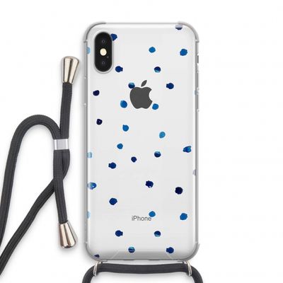 Blauwe stippen: iPhone XS Transparant Hoesje met koord