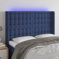 Hoofdbord LED 147x16x118/128 cm stof blauw