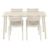 Tafel met vier stoelen Home ESPRIT Crème Polypropyleen Ijzer 140 x 70 x 75 cm