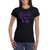 Zwart Bride To Be/aanstaande bruid t-shirt met paarse glitters dames 2XL  -