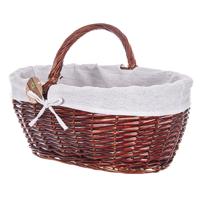 Rieten mandje met hengsel - bruin - 50 x 33 x 35 cm - Opbergers - Picknickmand - Opbergmand