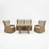 Vita Ibiza loungeset half dining verstelbaar 4-delig wicker