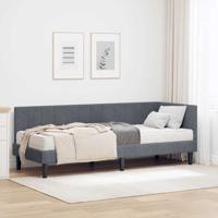Hoekbedframe met matras Donkergrijs 80 x 200 cm Fluweel