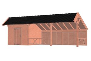 Trendhout Kapschuur De Heerd 900x425 cm - Combinatie 1- Kapschuurdak- Onbehandeld lariks Douglas hout- Trendhout