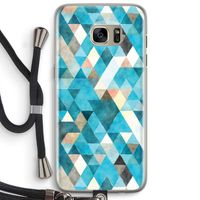 Gekleurde driehoekjes blauw: Samsung Galaxy S7 Edge Transparant Hoesje met koord