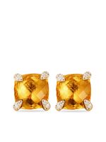 David Yurman puces d'oreilles Châtelaine en or 18ct pavées de diamants et serties de citrine (8 mm)