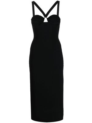 Galvan London robe Venus mi-longue à dos-nu - Noir