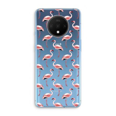 Flamingoprint groen: OnePlus 7T Transparant Hoesje