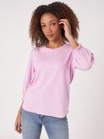 Katoenen stretch T-shirt met 3/4-mouwen met ruche
