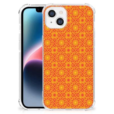 Apple iPhone 14 Plus Doorzichtige Silicone Hoesje Batik Oranje Apple iPhone 14 Plus Doorzichtige Silicone Hoesje Batik Oranje