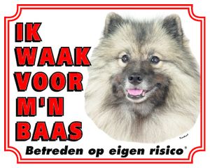 Keeshond Waakbord - Ik waak voor mijn Baas Grijs