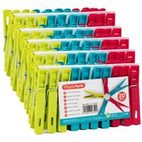 Plasticforte Wasknijpers - 100x stuks - felle kleuren mix - kunststof - 7 cm - Was ophangen