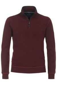 Casa Moda Casual Regular Fit Half-Zip Sweater rood, Effen