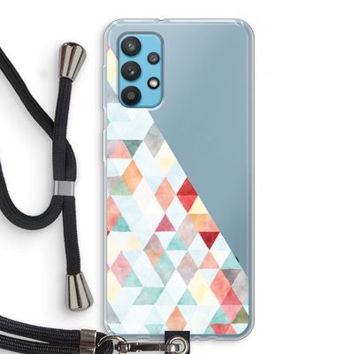 Gekleurde driehoekjes pastel: Samsung Galaxy A32 4G Transparant Hoesje met koord