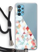 Gekleurde driehoekjes pastel: Samsung Galaxy A32 4G Transparant Hoesje met koord