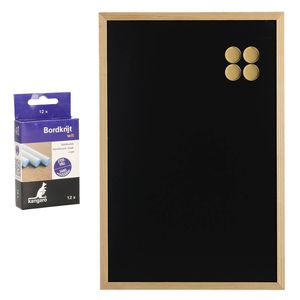 Krijtbord met magneten en 12x krijtjes - 40 x 60 cm - Krijtborden