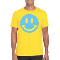 Verkleed T-shirt voor heren - Smile Emoticon - geel - carnaval/foute party - feestkleding - thumbnail