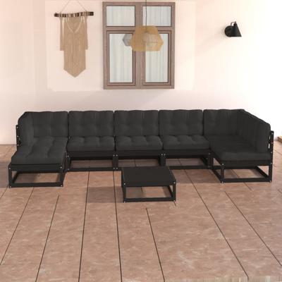 8-delige Loungeset met kussens massief grenenhout